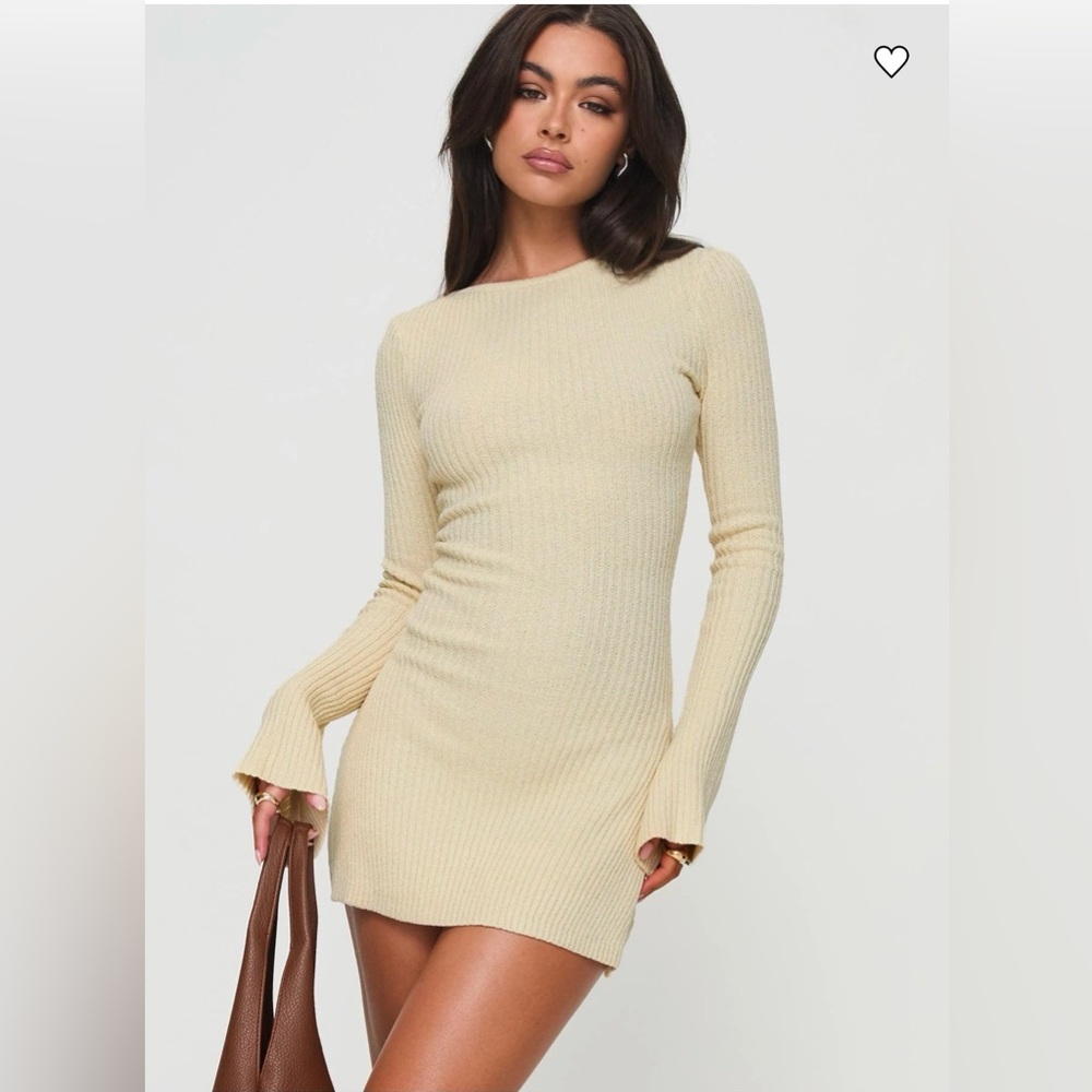 Princess Polly Osment Long Sleeve Knit Mini Dress Cream M/L. Cross posted.